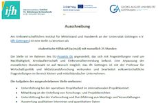 Stellenausschreibung studentische Hilfskraft (w/m/d)